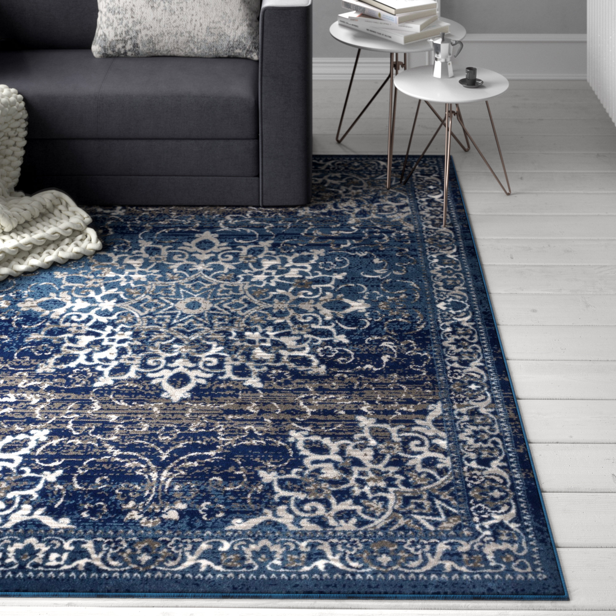 Well Woven Amba Power Loom Blue Rug Reviews Wayfair Co Uk