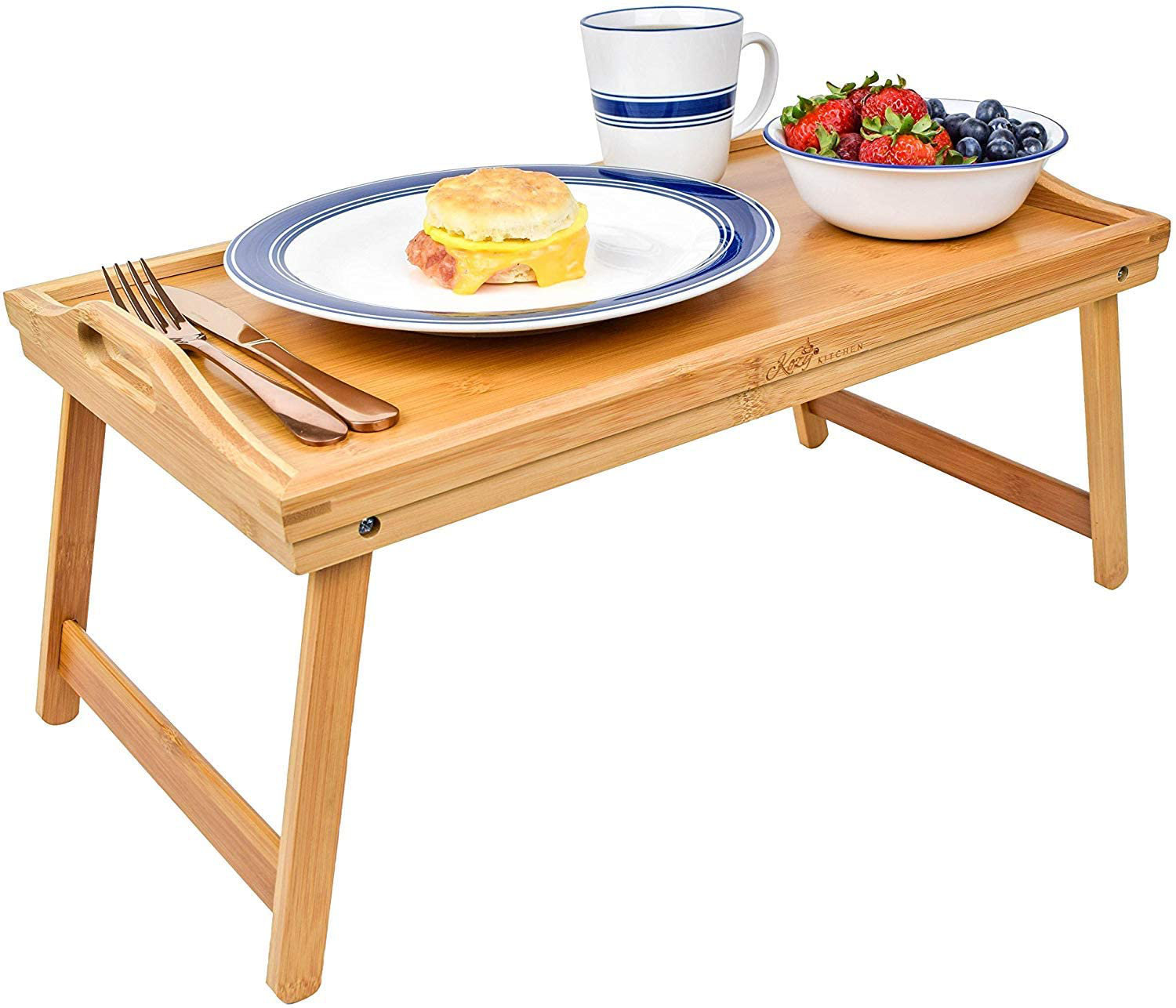 Bamboo Bed Tray Breakfast Laptop Desk Food Serving Hospital Table Folding Legs 