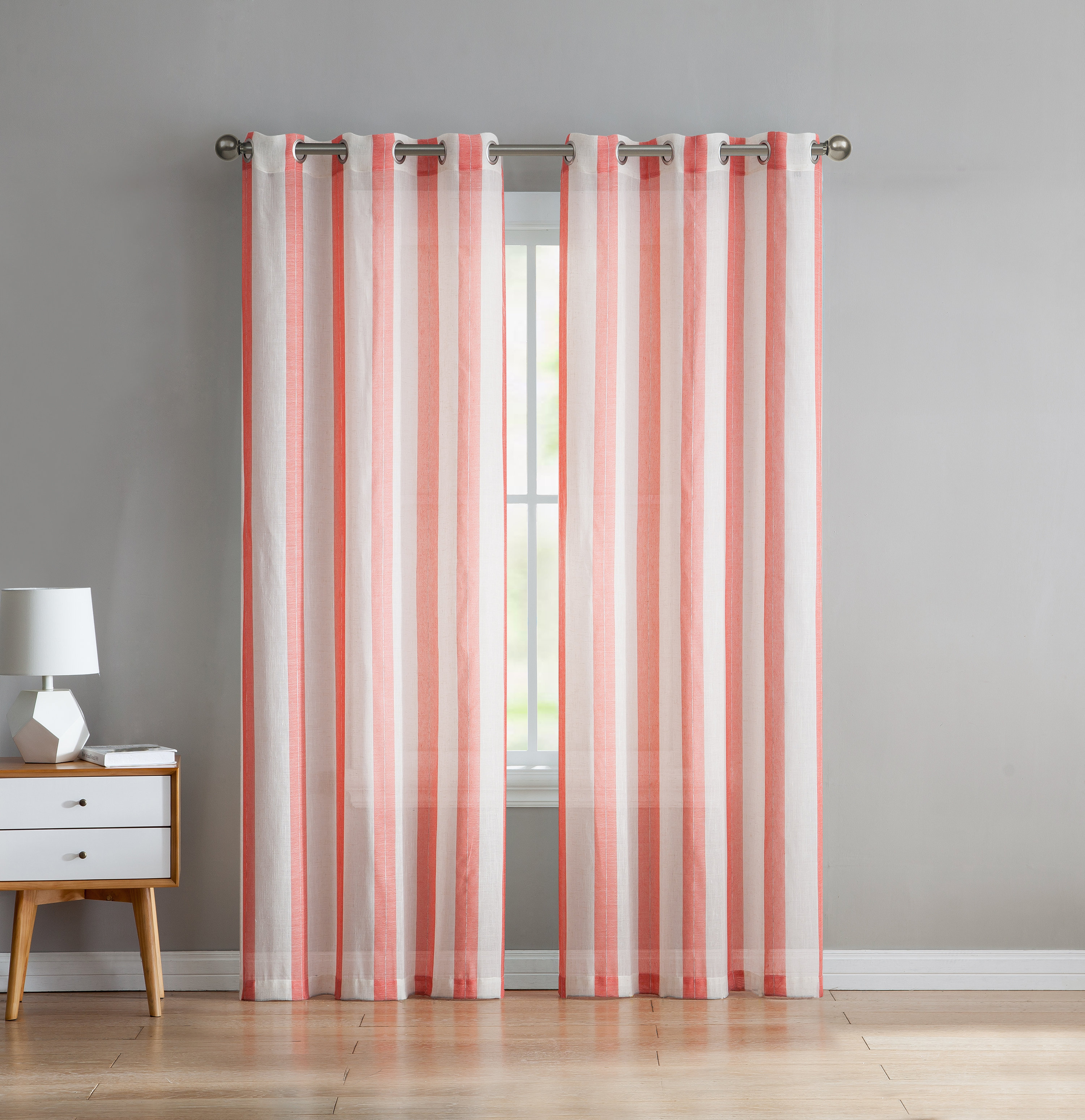 The Twillery Co Emmerich Striped Semi Sheer Grommet Curtains