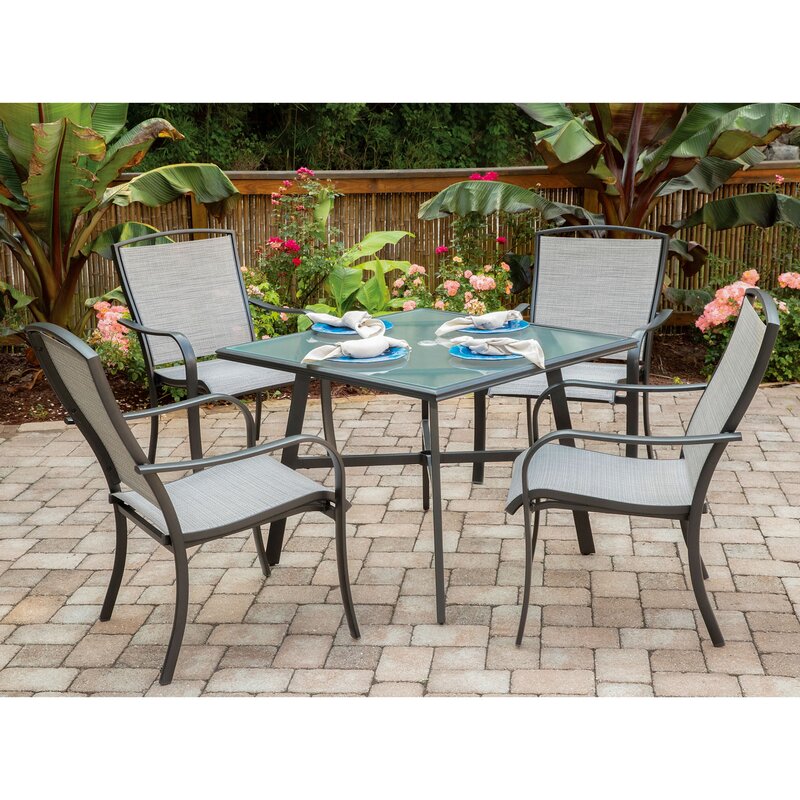 Charlton Home Wrenn 5 Piece Commercial Grade Patio Dining Set With