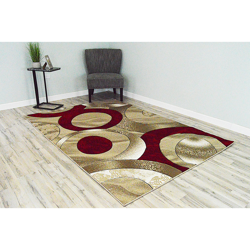 Orren Ellis Ilkley 3d Effect Thick Modern Contemporary Abstract Burgundy Area Rug Wayfair