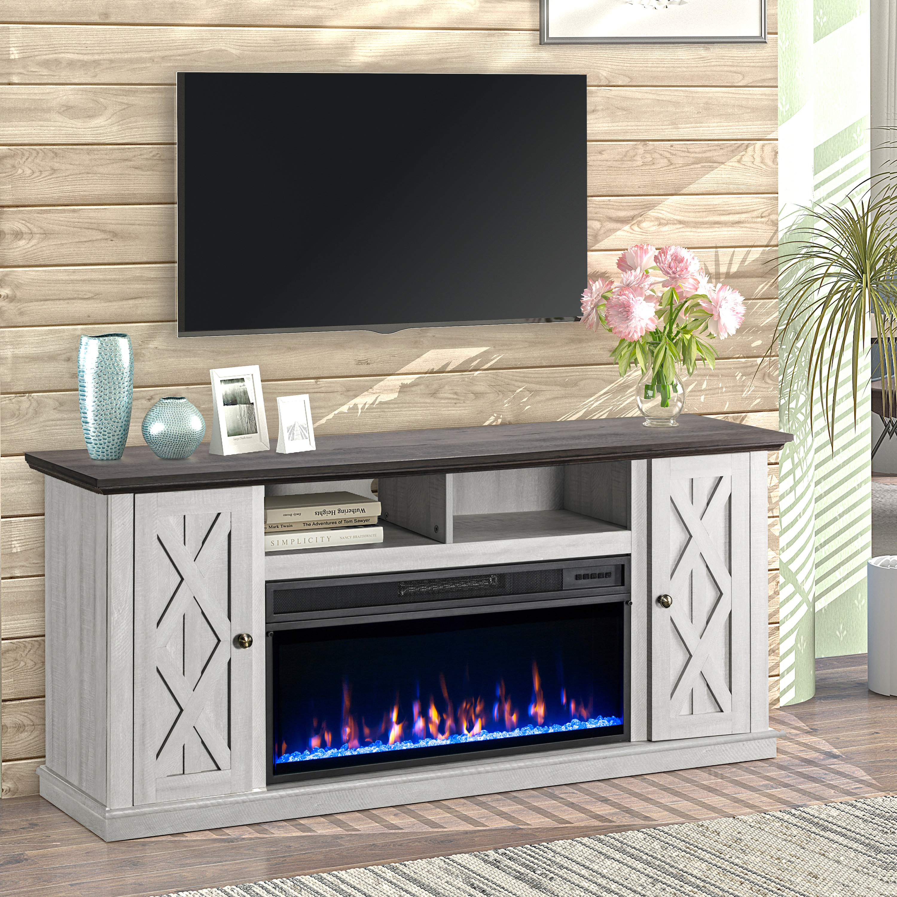 Three Posts™ Knighten TV Stand For TVs Up To 78 With Fireplace 