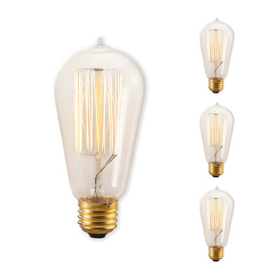 ((3 PCS )) 40 Watt Dimmable Nostalgic Edison Squirrel Cage-Style ST18 Light Bulb