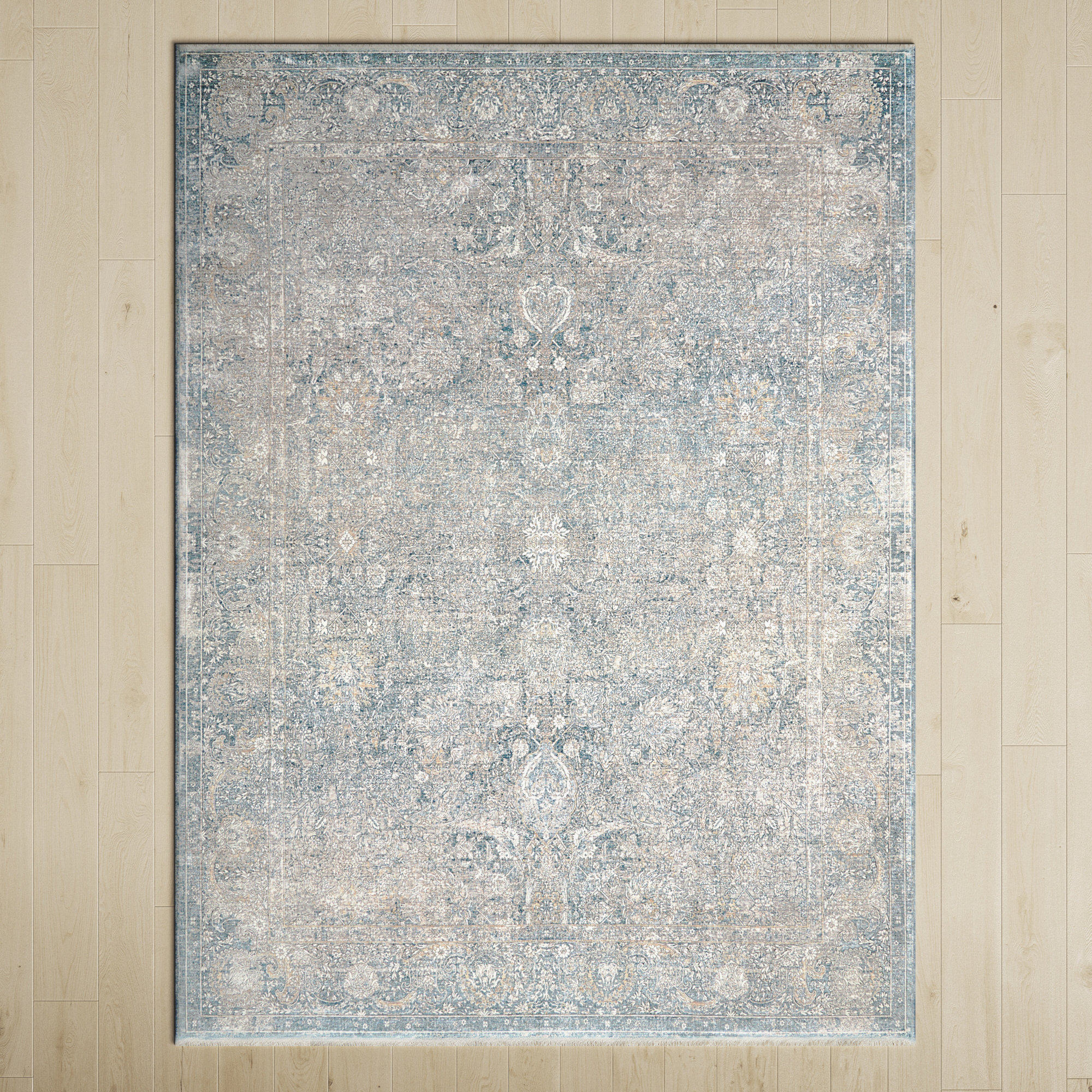 Birch Lane™ Yasmin Oriental Cream/Blue Area Rug & Reviews Wayfair