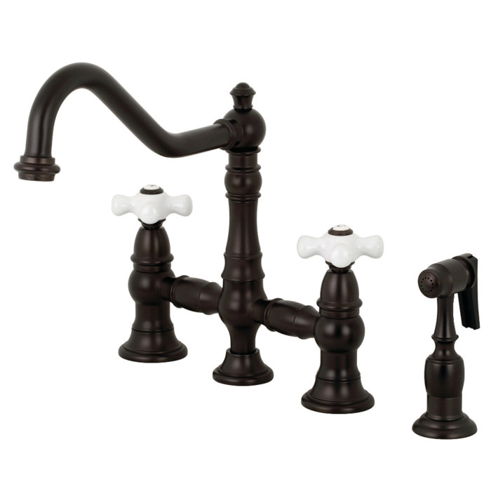 Kingston Brass Restoration Bridge Faucet With Side Spray Wayfair
