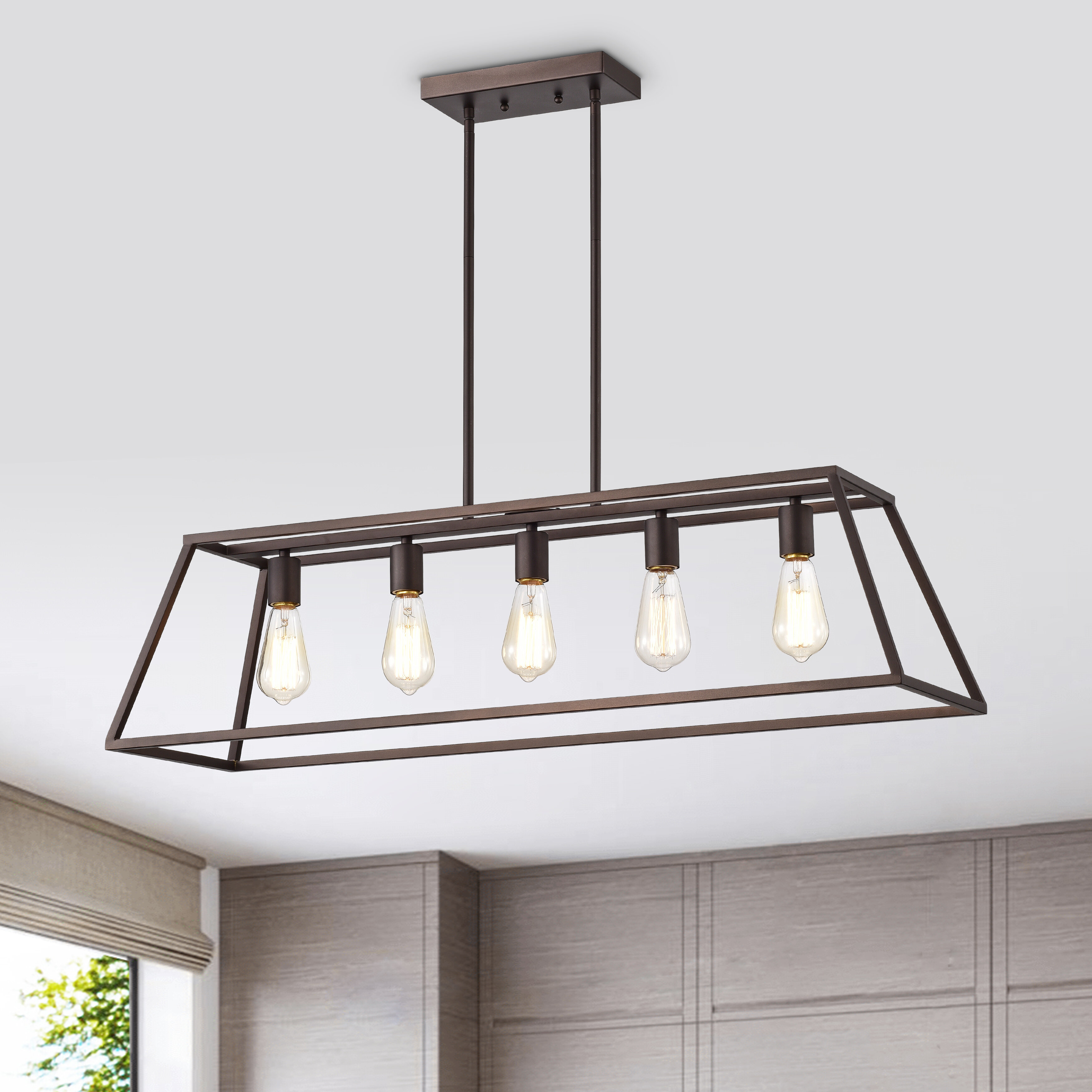 Gracie Oaks Hajra 5 - Light Kitchen Island Linear Pendant & Reviews ...