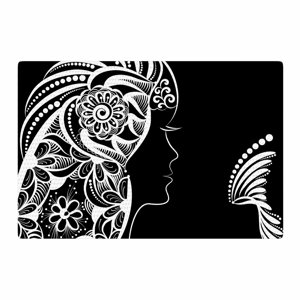 Maria Bazarova Horoscope Virgin White/Black Area Rug