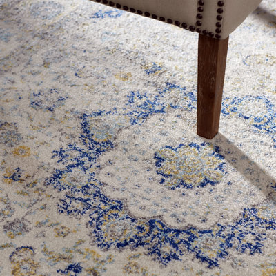 Annette Oriental Ivory/Blue Area Rug