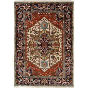 One-of-a-Kind Briggs Traditional Hand-Knotted Cream/Dark Copper Area Rug