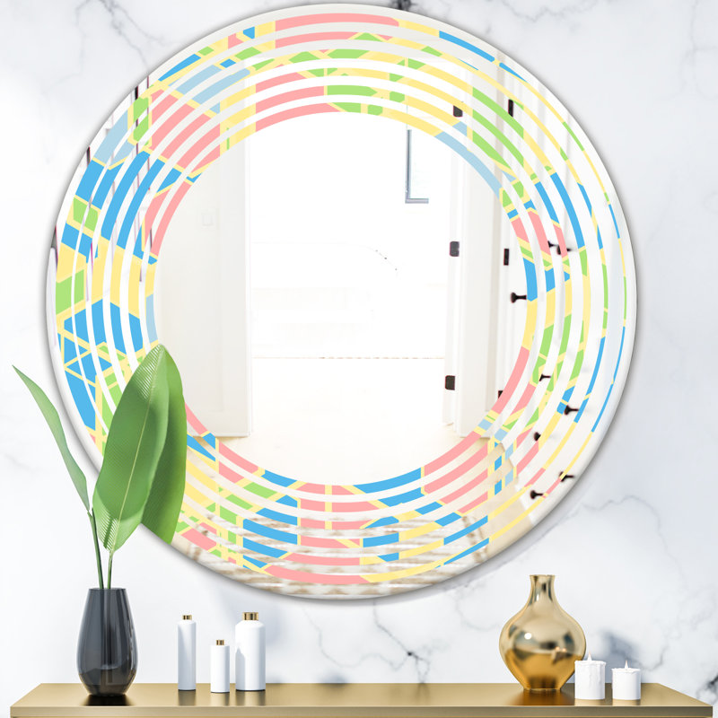East Urban Home Wave Geometrical Ii Modern Frameless Wall Mirror
