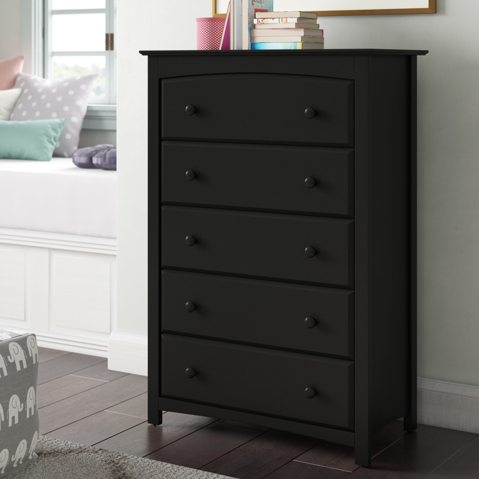 Pebble Gray Kids Bedroom Dresser with 5 Drawers Wood and Composite Construction Ideal for Nursery Toddlers Room Kids Room Storkcraft Kenton 5 Drawer Universal Dresser