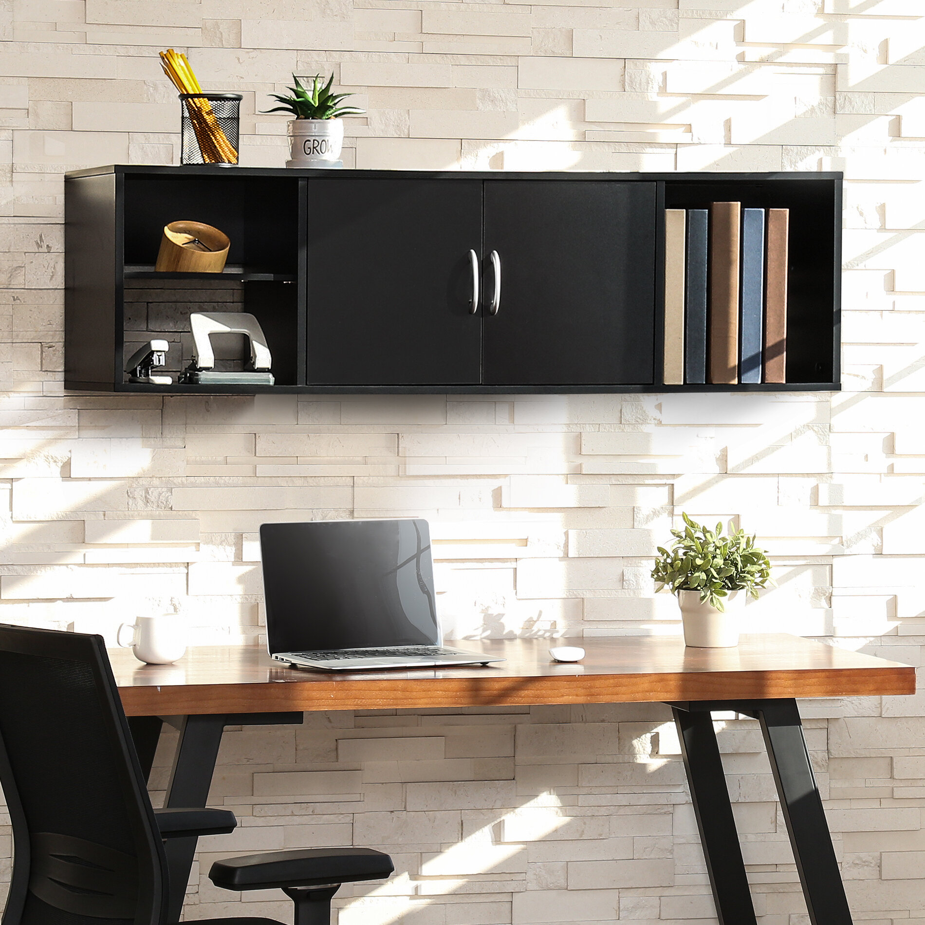 Latitude Run Ethem Wall Mounted Desk Hutch Wayfair