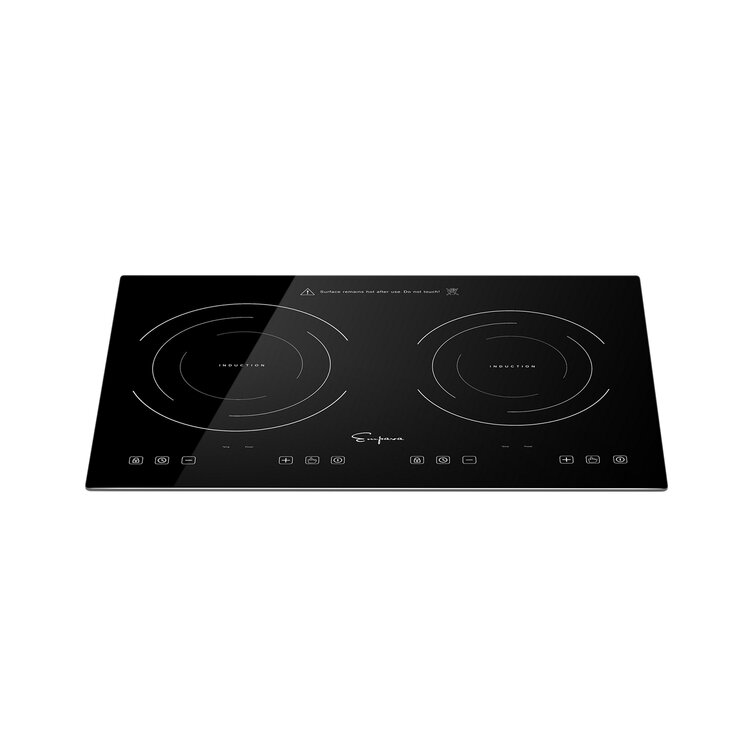 12 Inch Empava IDC12B2 Horizontal Electric Stove Induction Cooktop with 2 Burners in Black Vitro Ceramic Smooth Surface Glass 120V 