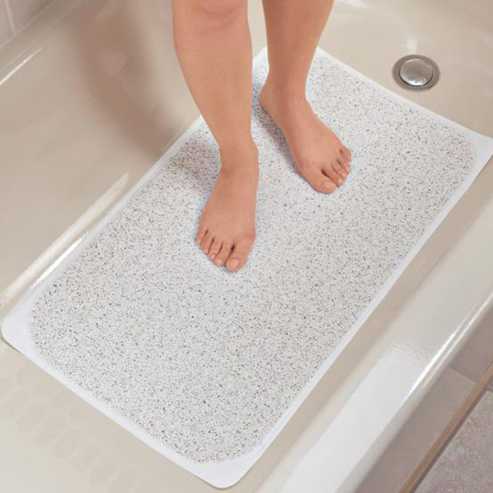 Nonslip Hydro Tub Mats Shower Floor Soft Loofah Texture Foot Massage Suction Cup