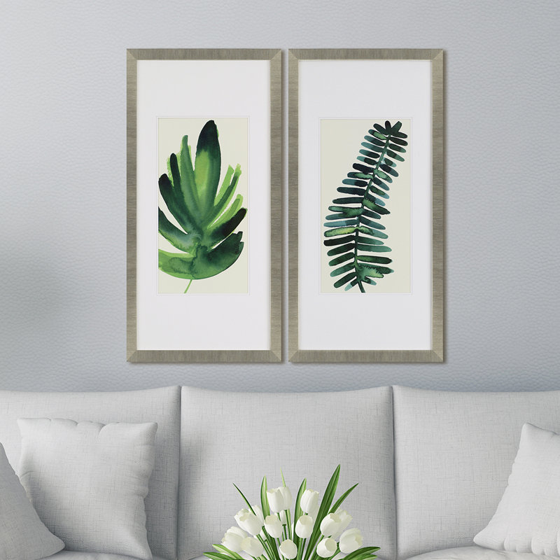 Bay Isle Home Palm Leaves I 2 Piece Picture Frame Wall Art Set