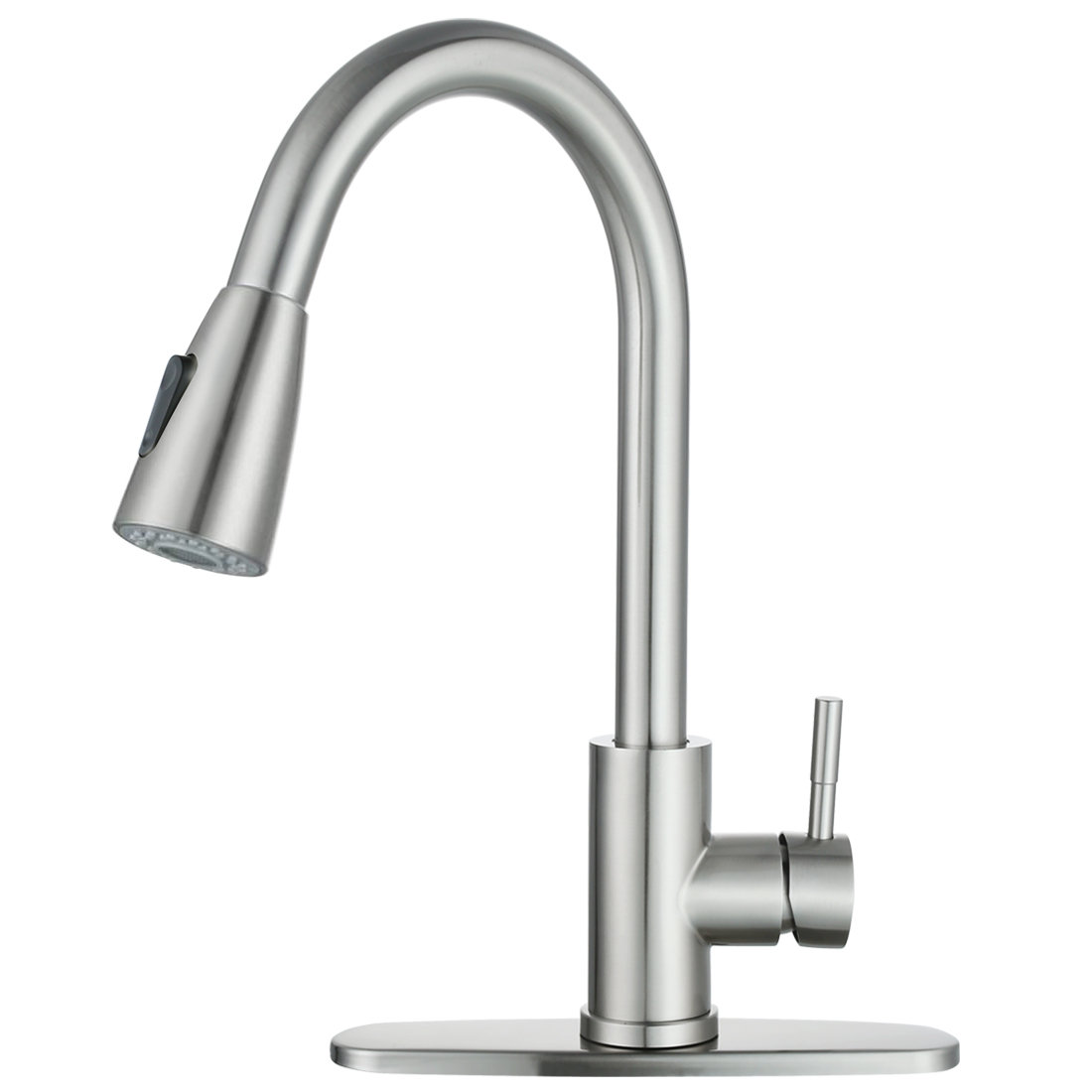 Wowow Kitchen Faucet With Sprayer Kitchen Sink Faucet Sus 304 Stainless Steel High Arc Single Handle Brushed Nickel Kitchen Faucets With Pull Down Sprayer Pull Out Kitchen Faucet With Deck Plate Wayfair