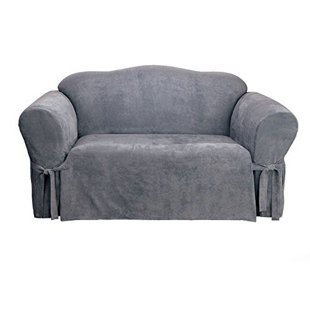 Soft Suede Box Cushion Sofa Slipcover by Sure Fit Cheap