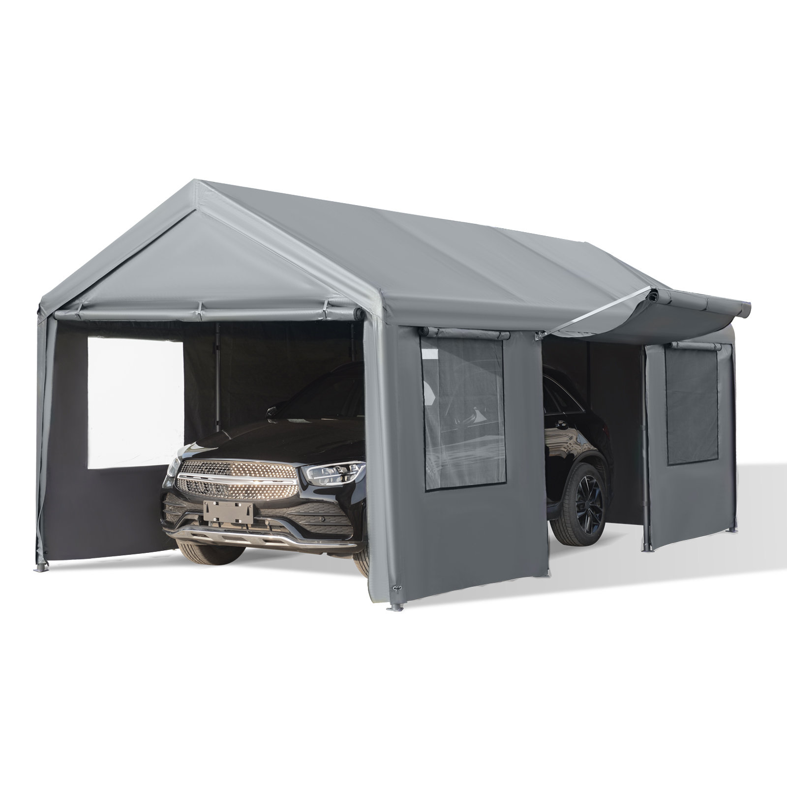 Gardesol Carport, 10X20ft Heavy Duty Carport with Roll-up Sidewall and