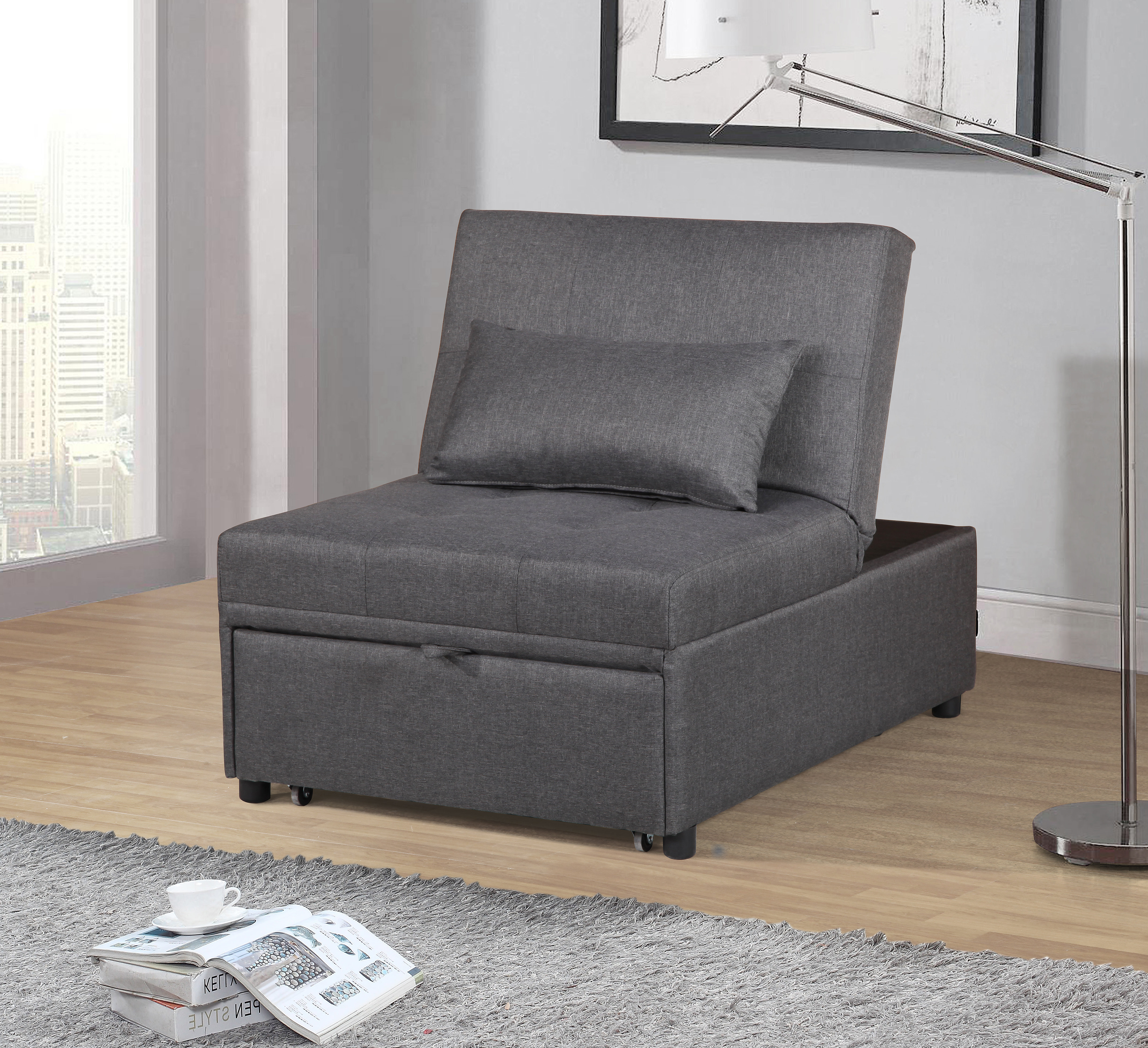 single grey futon