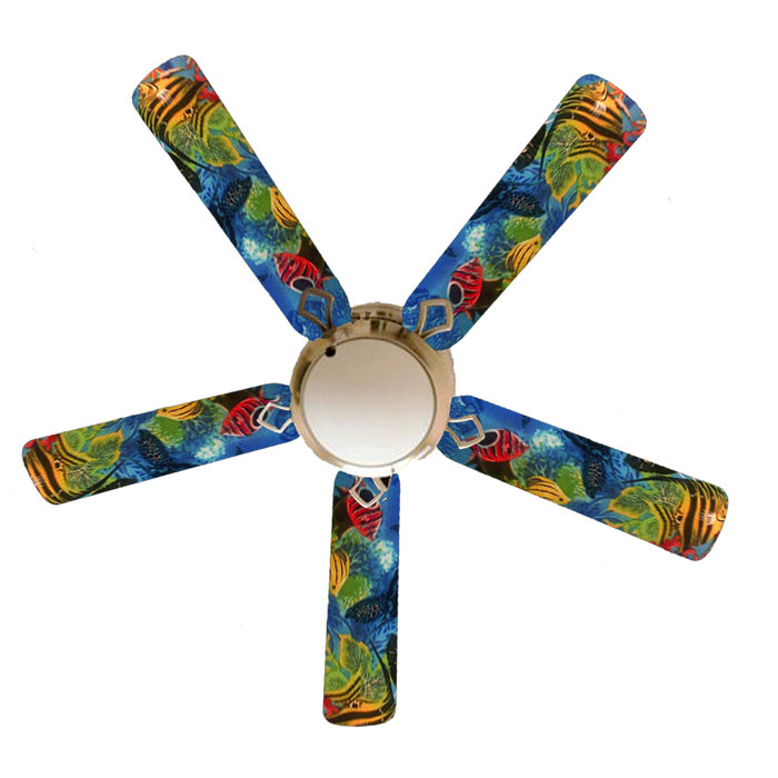 52 Tropical Fish Coral Reef 5 Blade Ceiling Fan Light Kit Included