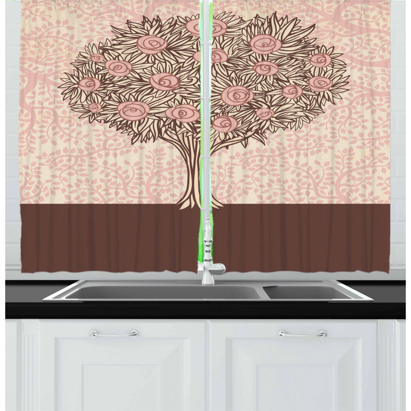 East Urban Home Rose 55 2 Piece Kitchen Curtain Set Wayfair