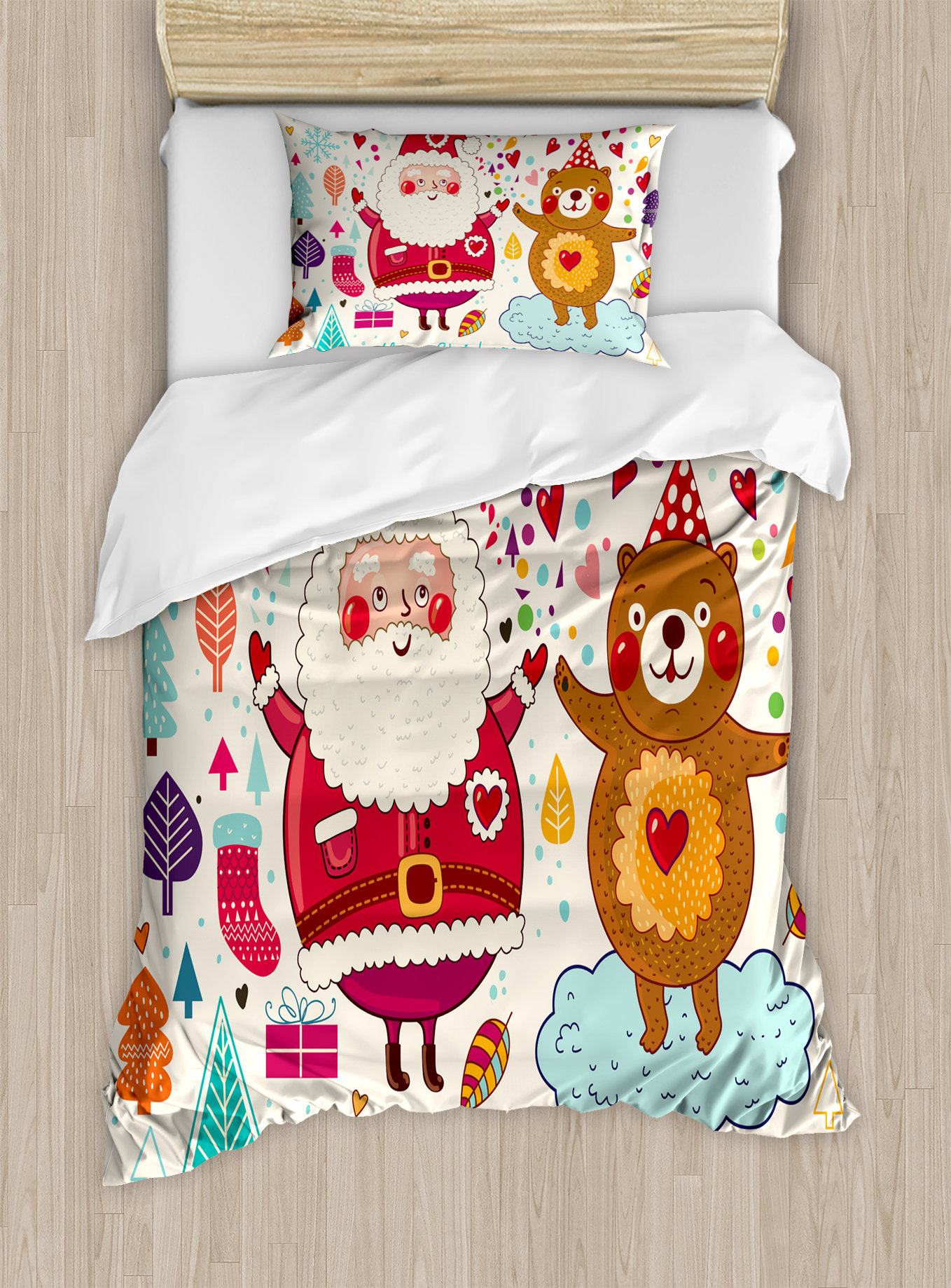 The Holiday Aisle Christmas Santa And Teddy Bear Vintage Ornaments
