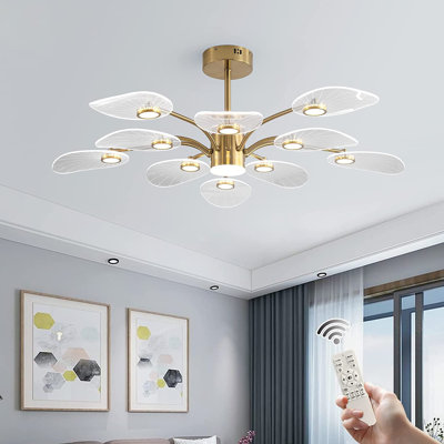 Modern Sputnik Chandelier,56w Dimmable Led Pendant Light With 10 Lights,gold Plating Branch Chandeliers Mid Century Hanging Light For Dining Room, Bedroom,living Room,kitchen,hotel