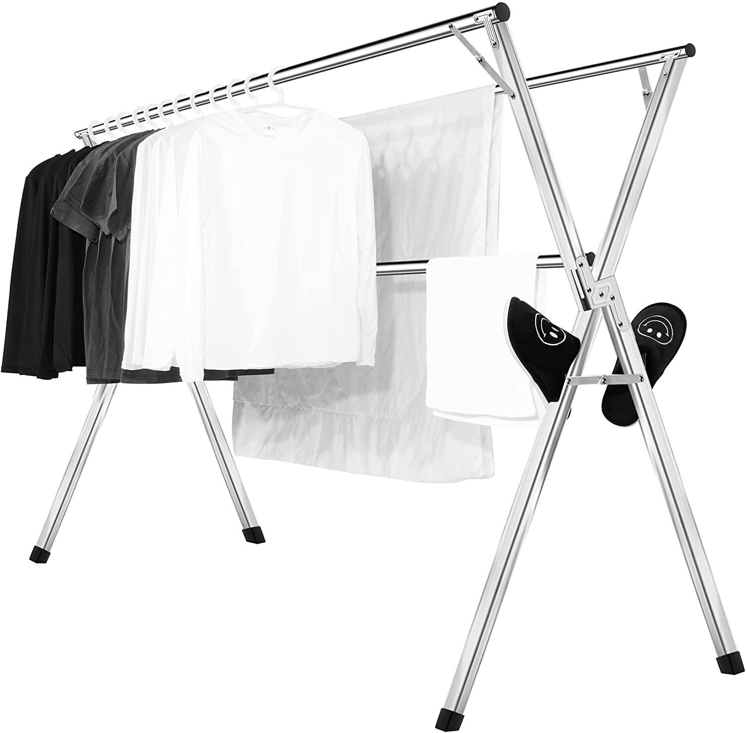 Clothes Drying Rack Wooden Laundry Hanger Indoor Outdoor Dryer Folding Organizer