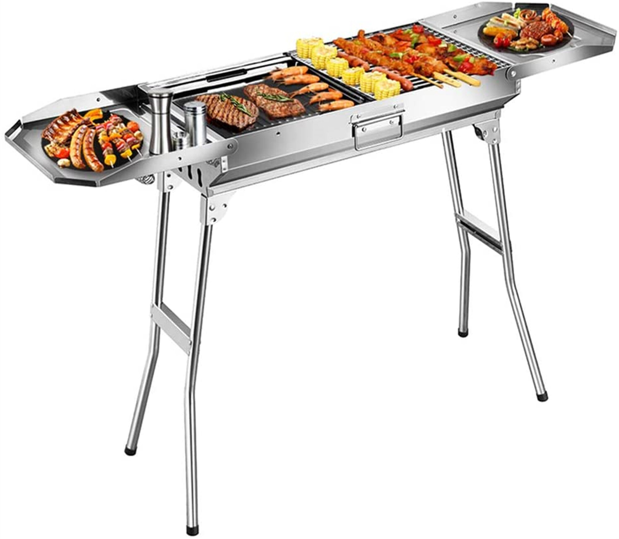 Stainless Steel Dual Side BBQ Sheet Outdoor Yard Camp Cook Grill Grates Reusable 