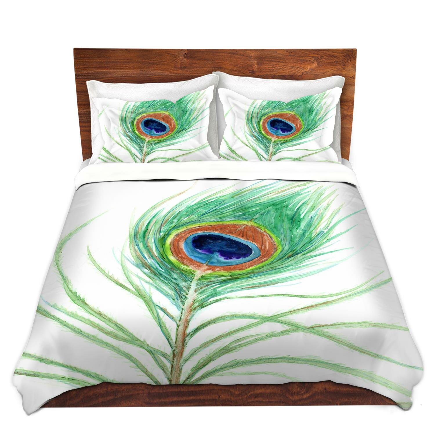 Dianochedesigns Peacock Feather Duvet Cover Set Wayfair