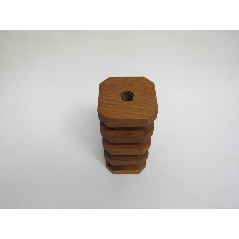Teak Wood Bolt with Glass Liner Vase
