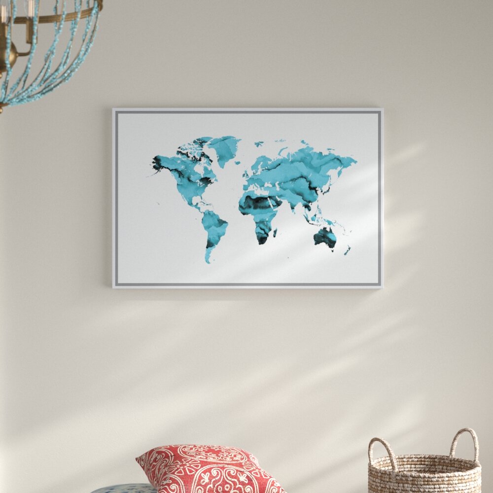 Dakota Fields Blue Marble World Map - Painting on Canvas | Wayfair