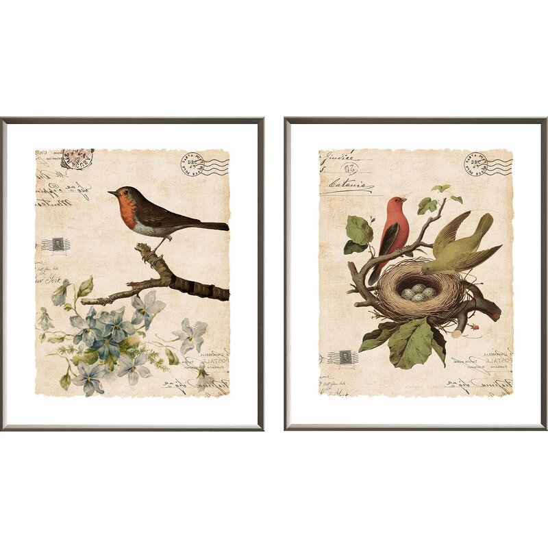 August Grove® Birds 2 Piece Framed Wall Art Set & Reviews | Wayfair