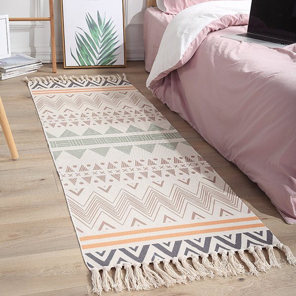 Dakota Fields Hand Woven Rug Runner Bohemian Rugs Tassels Area Rug Bathroom Doormat Home Decor ...