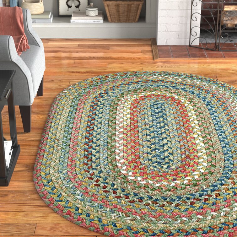 Rug Braided Area Cotton White Base Floor Natural Recycled mat Rugs Various Size 