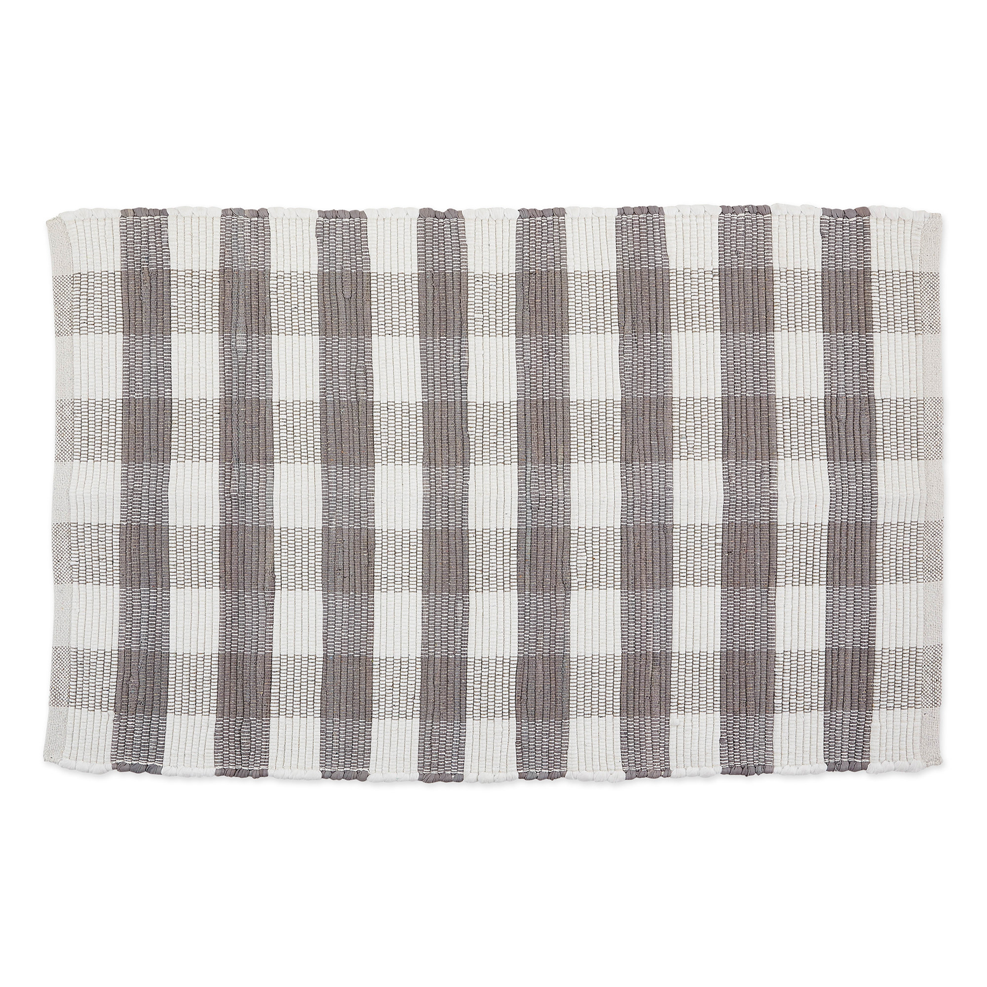 Watauga Buffalo Check Rag Cotton Gray Area Rug