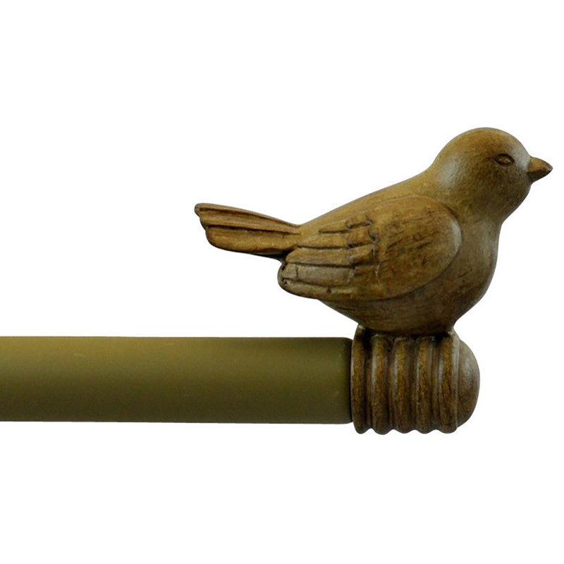 Lark Manor Prejean Bird Adjustable Drapery Single Curtain Rod