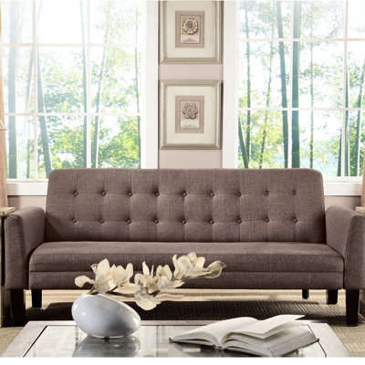 Panana Faux Sude Fabric 3 Seater Sofa Bed with 2 Cushions Modern Recliner Couch Settee for Lounge Living Room Office Brown