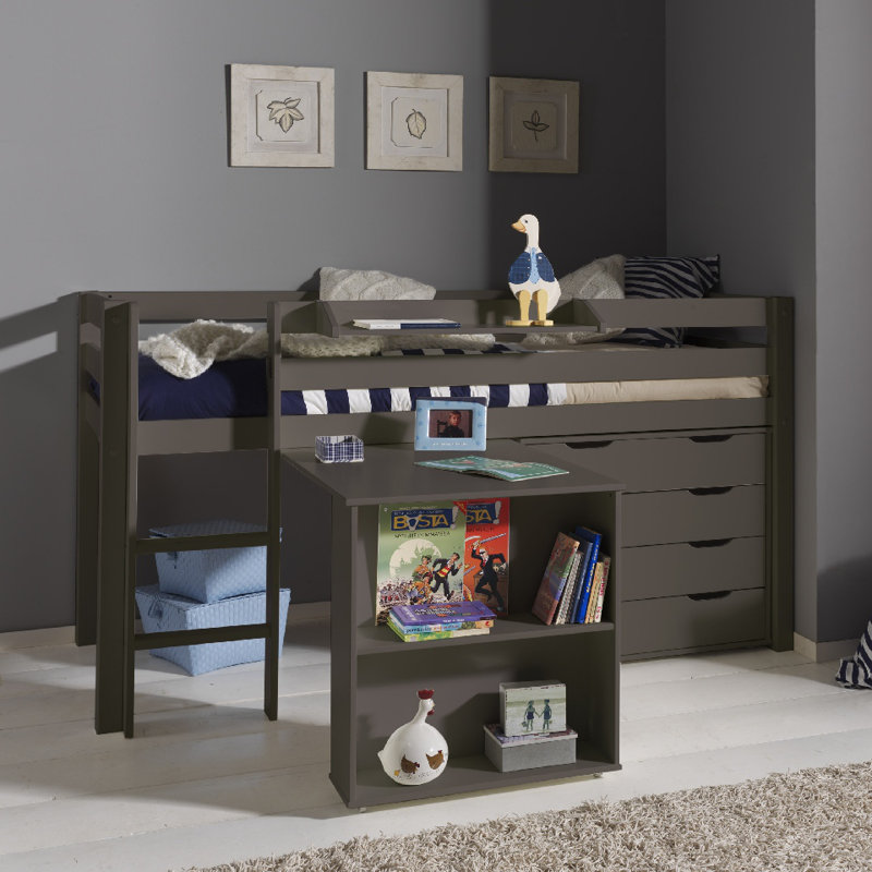 Harriet Bee Alvarez European Single Mid Sleeper Bed With Bookcase