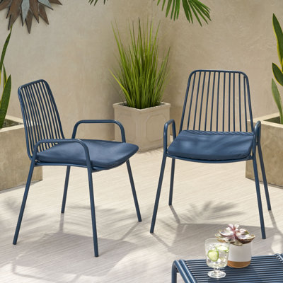 Ebern Designsesentepe Outdoor Modern Club Patio Chair With Cushions Ebern Designs Frame Color Cushion Color Navy Blue Frame Navy Blue Cushion Dailymail