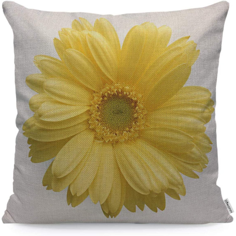 Cotton Linen Home Car Decorative Pillow Case Sofa Waist Cushion Cover Sunflower 