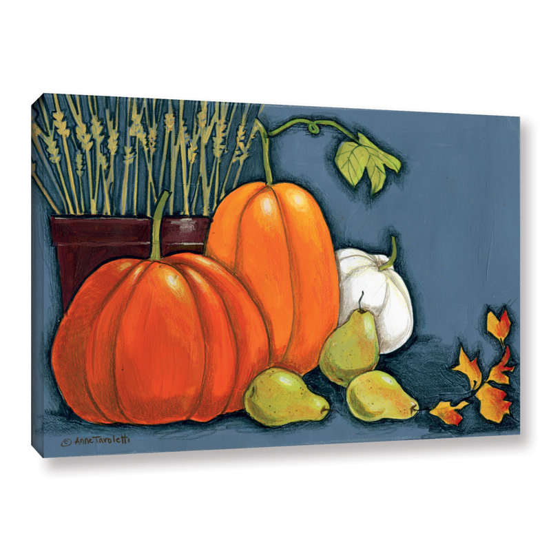 August Grove Wheat And Pumpkins Painting Print On Wrapped Canvas