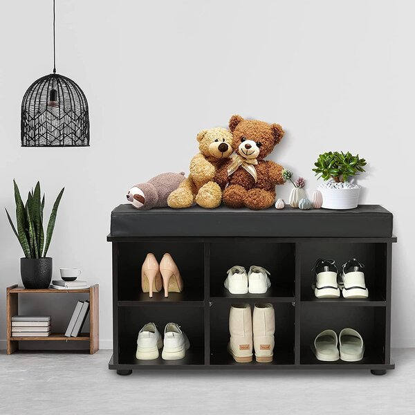 vasagle cubbie shoe cabinet storage bench