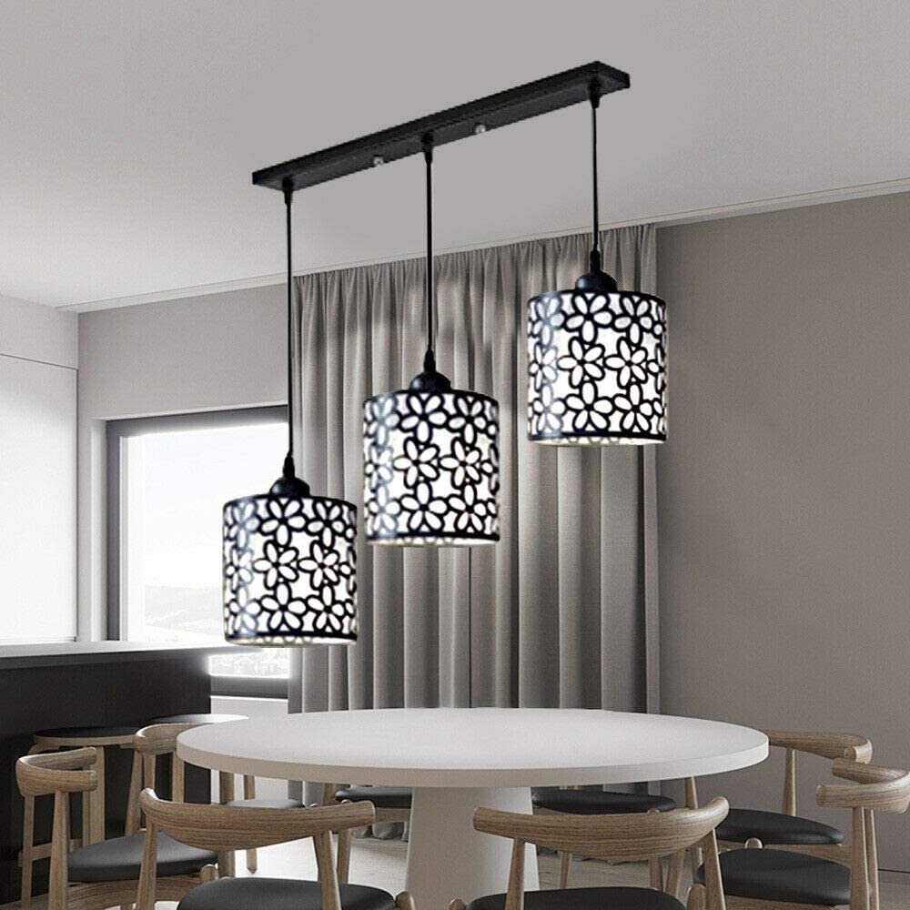 E27 Pendant Lamp Modern Crystal Iron Ceiling Light Dining Room Chandelier Decor 