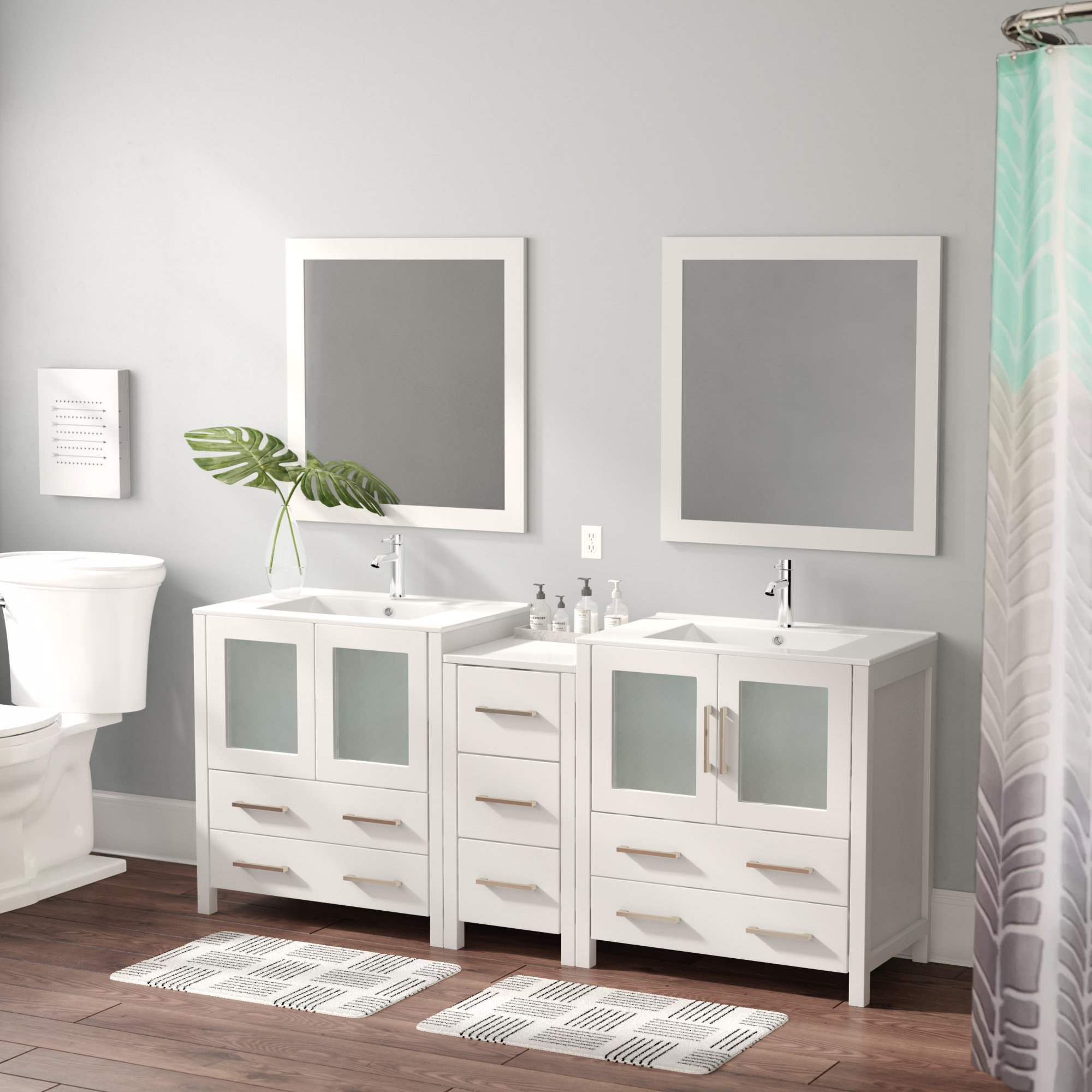 Wade Logan® Karson 72" Double Bathroom Vanity Set with Mirror & Reviews Wayfair