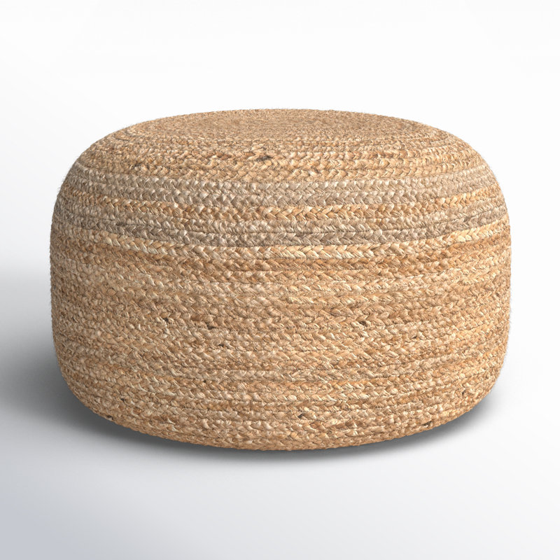 Shipka 29" Wide Round 100% Braided Jute Pouf Ottoman/Foot Stool by Jaipur Living Body Fabric: Beige Natural Fibers