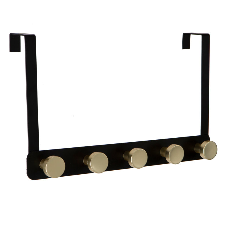 5 - Hook Over the Door Coat Wall Mounted Coat Rack Color: Black/Gold