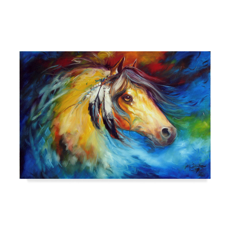Trademark Art Blue Thunder War Pony Acrylic Painting Print On Wrapped Canvas Wayfair