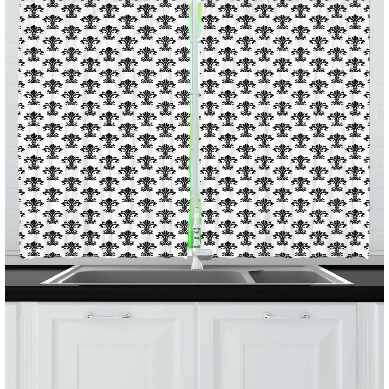 East Urban Home Fleur De Lis Kitchen Curtain Wayfair
