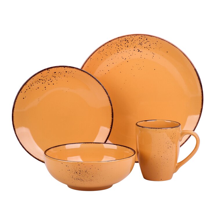 Vancasso Crockery Ceramic Dinner Set Orange Service Dessert Plates Bowls Cups